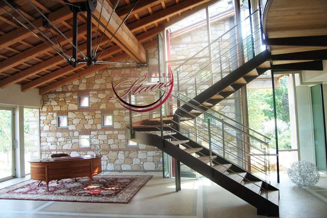 Steel staircase with stainless steel railing Rome Stairs Via Laurentina